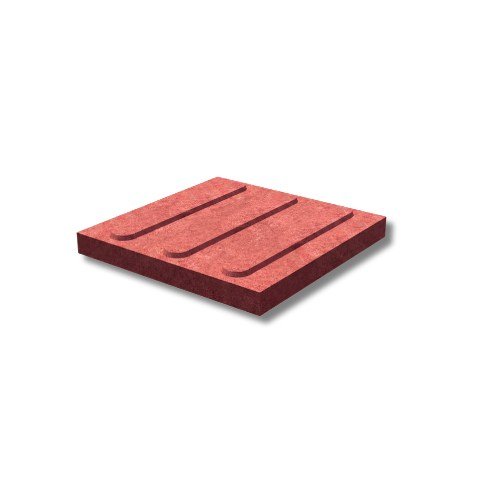 Placa podotátil direcional 20 x 20 cm, 1,5 cm de espessura, pintada de vermelho