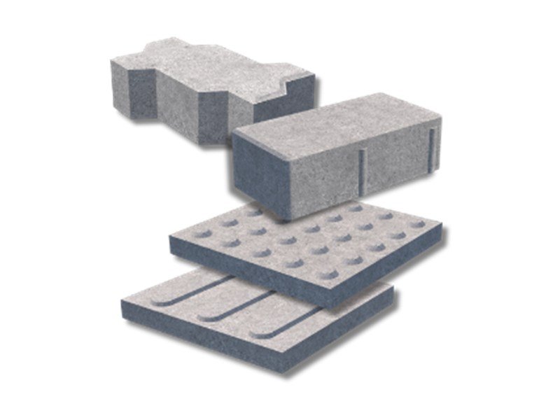 Paver 16 faces, paver retângulo e placas podotáteis de alerta e direcional